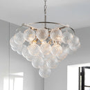Axyaa Glass Ball Bubble Chandelier LED Pendant Light - Chrome Tiered Luxury Hanging Lamp