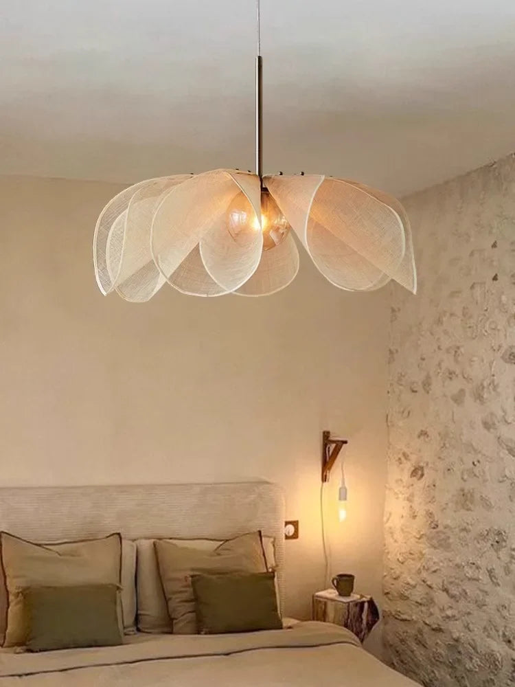 Axyaa Wabi Sabi Flower Chandelier: French Fabric Modern Ceiling Pendant Lighting