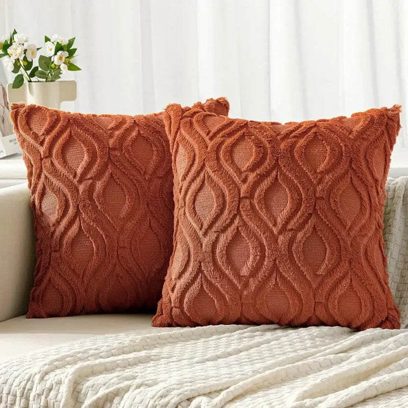 Axyaa Soft Plush Faux Wool Yellow Pillow Covers for Sofa Living Room