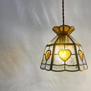 Axyaa Brass Finish Glass LED Pendant Light Fixture for Bedroom & Living Room