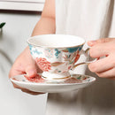 Luxury Gold-Trimmed Floral Tea Set by Axyaa: Exquisite Hand-Painted Cups and Saucers
