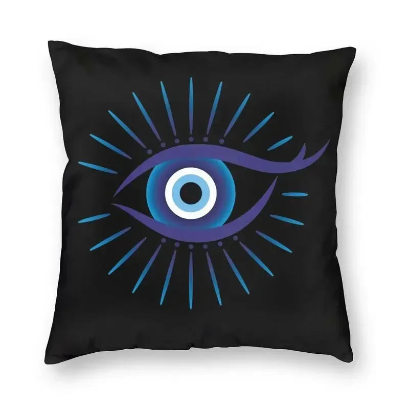 Evil Eye Black Art Cushion Cover Mystery Spirit Pillowcase by Axyaa