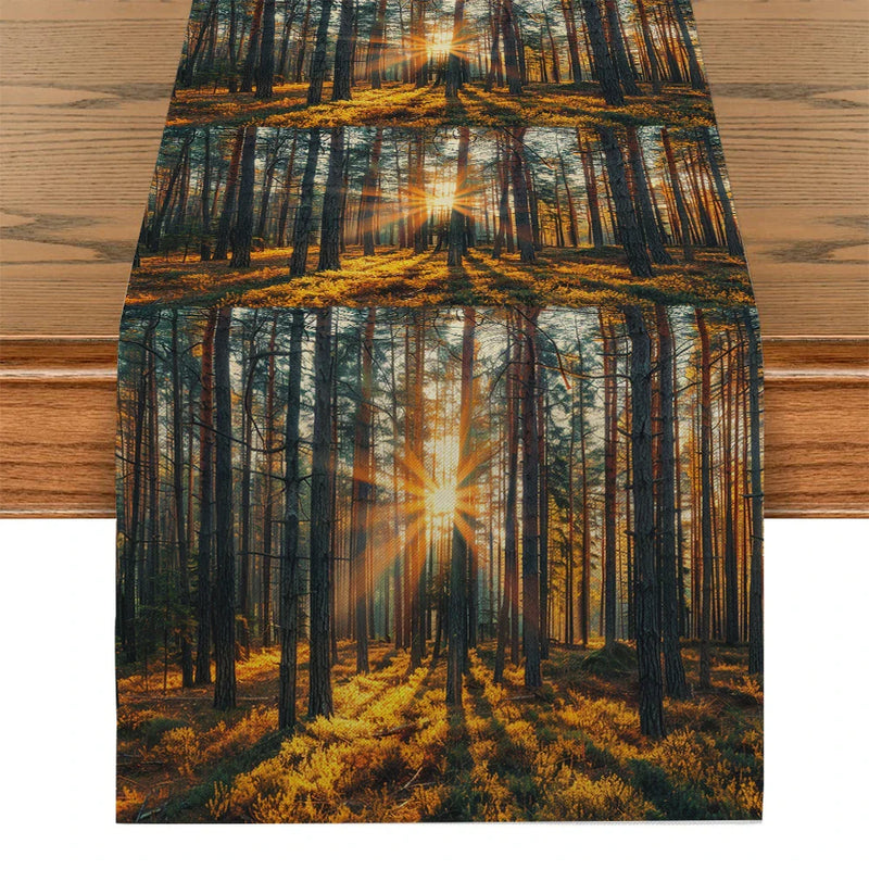 Axyaa Autumn Forest Sunshine Table Runner for Kitchen Dining and Party Decor