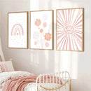 Axyaa Cartoon Sun Rainbow Canvas Painting Poster Collection for Girls Room Decor