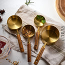 Axyaa Measuring Spoons & Cups Set Wood Handle Stainless Steel Baking Tools