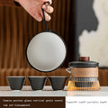 Axyaa Ceramic Tea Set: Pot, 3 Cups, Travel Bag - Minimalist Outdoor Souvenir Pack
