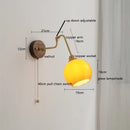 Axyaa Copper LED Wall Sconce, Amber Glass Ball, Adjustable Stair Light