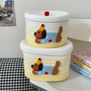 Axyaa Cotton Toy Storage Basket with Lid, Stylish Organizer for Toys and Home Decor