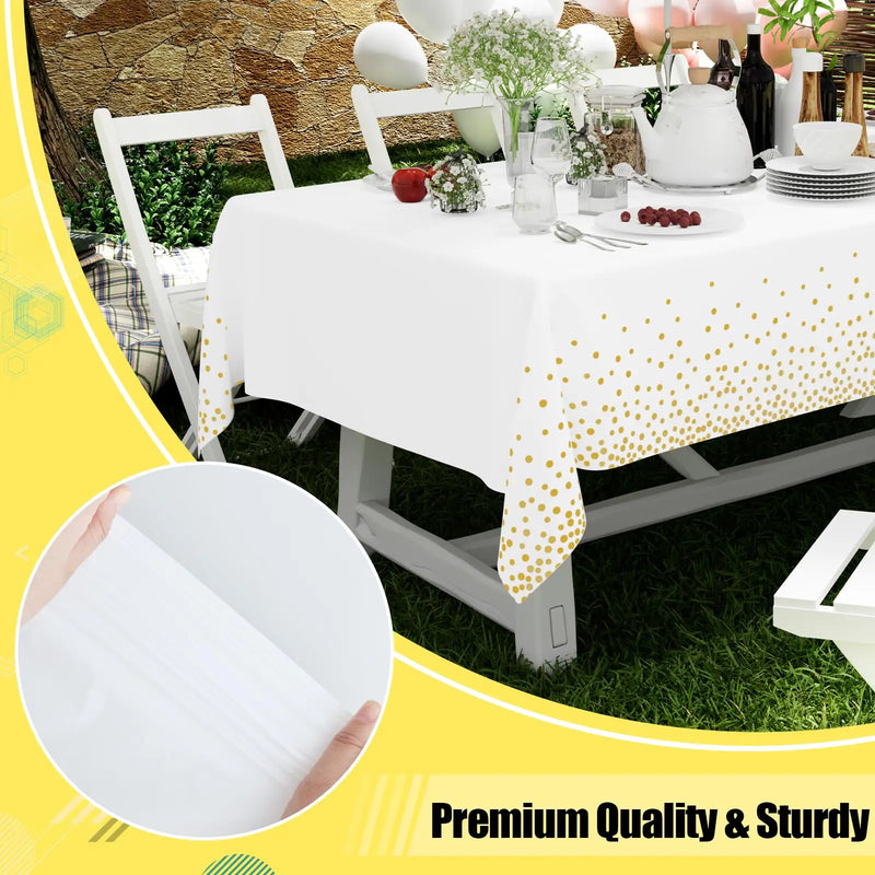Axyaa Waterproof Vinyl Tablecloth 6 Pack 54x108In Disposable Plastic Table Covers
