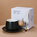 Axyaa Wooden Ceramic Coffee Cup Saucer Set - Modern Tea Dessert Mug