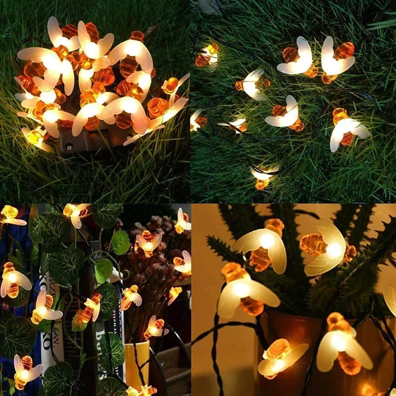 Axyaa Solar Bee String Lights: Outdoor Fairy Light with 8 Modes for Garden Party