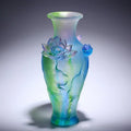 Glass Lotus Vase, Living Room Flower Arrangement, Antique Handicraft Display by Axyaa