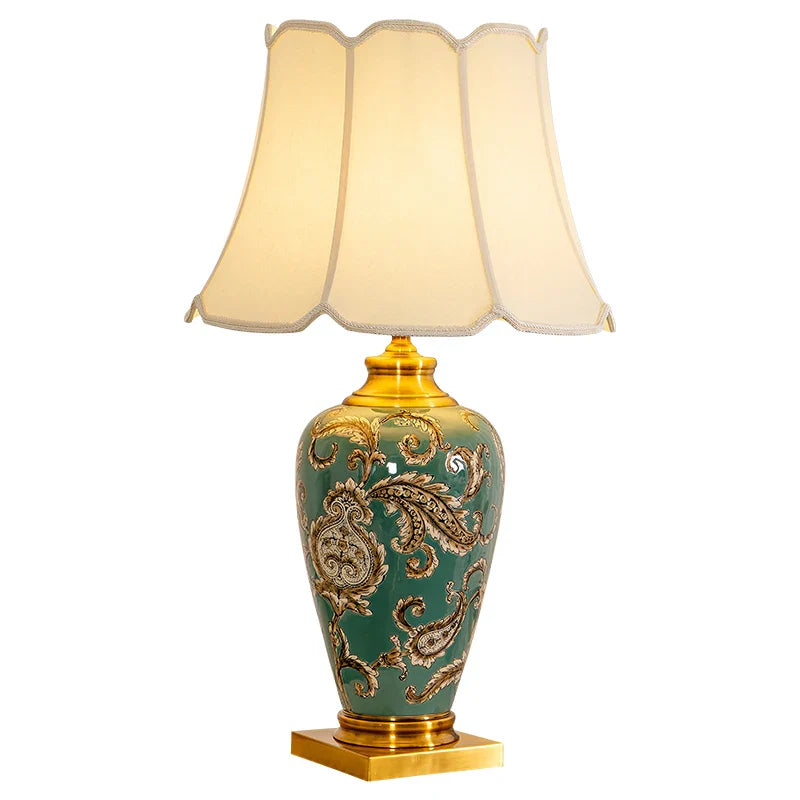 Axyaa Copper Ceramic Table Lamp - Retro Decorative Lighting for Bedroom or Living Room