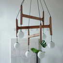 Axyaa Retro Solid Wood Chandeliers with Glass Ball Pendant Lamps for Home Decor