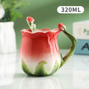 Axyaa Ceramic Rose Butterfly Teacup Set Milk Coffee Cup Camellia Afternoon Exquisite