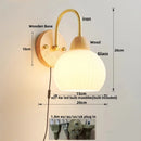 Axyaa White Glass LED Wall Lights | Modern Iron Stair Light with Pull Chain Switch