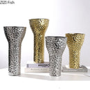 Axyaa Gold Ceramic Vase Hammer Pattern Room Aesthetic Decor