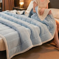 Axyaa Coral Fleece Velvet Throw Blanket, Soft & Cozy Three-Layer Quilt for Bed & Sofa