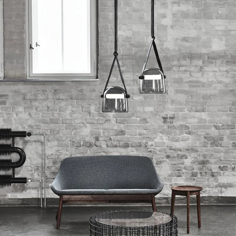 Axyaa Nordic Glass Leather Pendant Light for Kitchen Bedroom Living Room