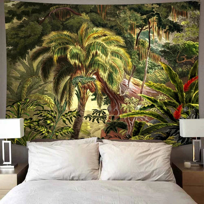 Tropical Banana Tree Tapestry Wall Hanging by Axyaa - Boho Dorm Decor & Hippie Rug