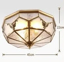 Axyaa Copper Glass Ceiling Light Retro Europe Design LED Bulb for Home Indoor Lighting