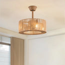 Axyaa Braided Rope Lantern Ceiling Fan with Dimmable Light, 6-speed Reversible Mount