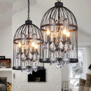Axyaa Iron Birdcage Crystal Chandelier: Vintage Spherical Pendant Light