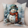 Axyaa Winter Snowman Print Pillowcase Set for Christmas Day Party Décor & Home Gift