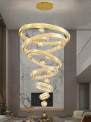 Axyaa Crystal Chandelier: Modern Stair Pendant Lamp for Interior Lighting