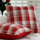 Axyaa Red Plaid Knit Cushion Cover Set - Festive Living Room & Bedroom Decor