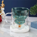 Axyaa Christmas Tree Mug Snow Mountain Glass Cup Xmas Gift Drinkware