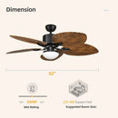 Axyaa Retro 5 Palm Leaf Ceiling Fan Chandelier for Living Room, Dining Room & Bedroom