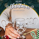 Axyaa Christmas Reindeer Head Cocktail Glass Cup - 8oz Elk Glass Wine Mug