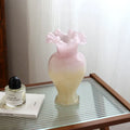 Axyaa Gradient Glass Vase with Artificial Flowers for Desk Decoration
