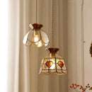 Axyaa Brass Finish Glass LED Pendant Light Fixture for Bedroom & Living Room