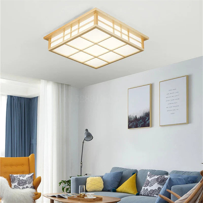 Axya Wooden LED Ceiling Light, Chinese & Japanese Style, Living Room Dining Room Decoration