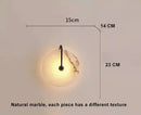 Round Natural Marble LED Wall Lamp by Axyaa - Elegant Bedroom Bedside Lighting Fixture