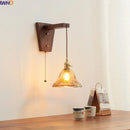 Axyaa Walnut Copper LED Wall Sconce with Pull Chain Switch