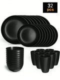 Axyaa 24-Piece Reusable Plastic Tableware Set for Family Picnics and School