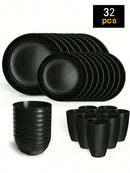 Axyaa 24-Piece Reusable Plastic Tableware Set for Family Picnics and School