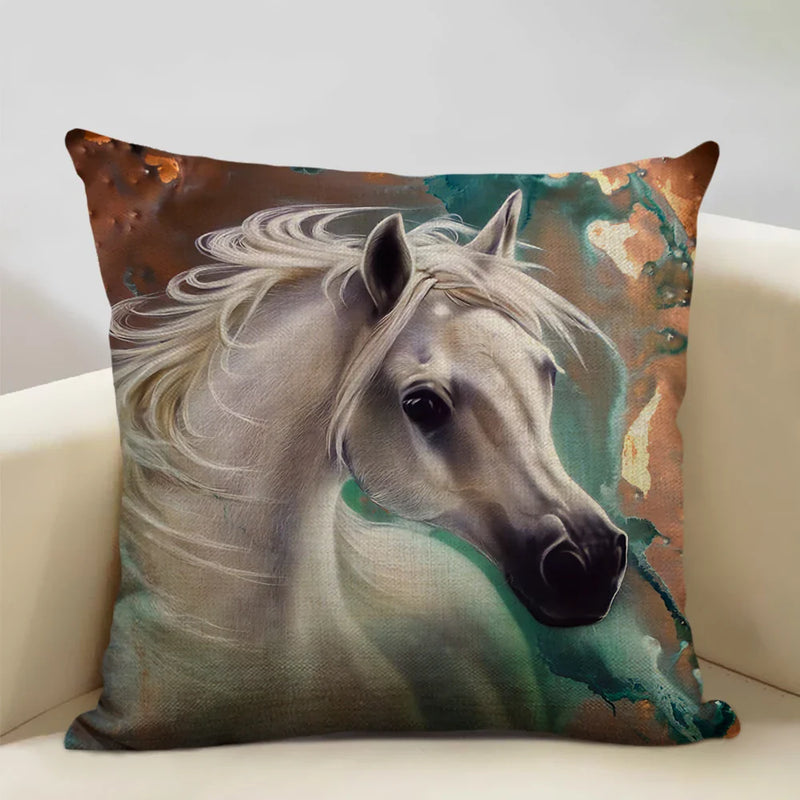 Luxury Axyaa Horse Cushion Cover 45x45cm Linen Pillow Case for Home Decor