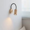 Axyaa LED Wall Sconce with Flexible Black Hose & Wood Accent