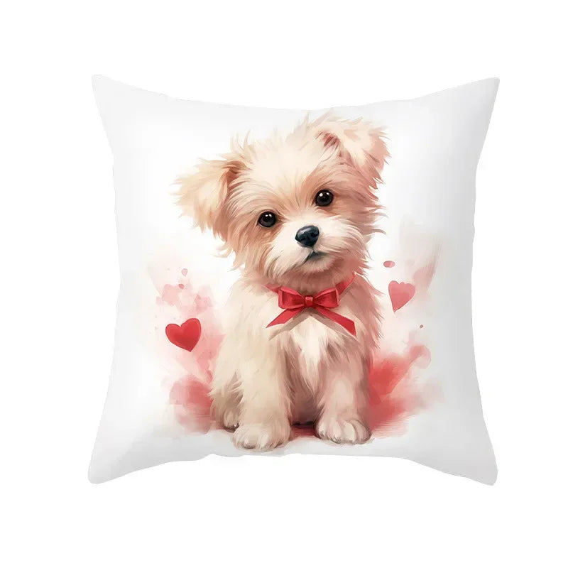 Cute Pet Dog Print Cushion Cover for Sofa by Axyaa