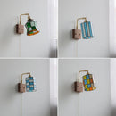Axyaa Glass Wood LED Wall Lamp for Bedroom Bathroom Mirror Fixture