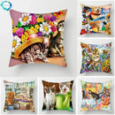 Axyaa Animals Polyester Cushion Cover for Home Sofa Decor - Farm Life Views Pillowcase