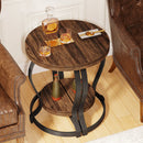 Axyaa Half-Round End Table Set, 2-Tier Wooden Semi Circle Side Table