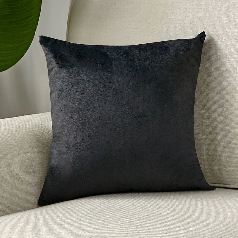 Axyaa Velvet Pillow Cover 45x45 cm Ultra Soft Black Nordic Style Home Decor