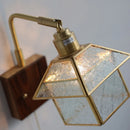 Axyaa Vintage Rotatable LED Wall Sconce Copper Walnut Blue Glass Mirror Light
