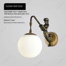 Axyaa Wrought Iron Glass Wall Lamp | LED Bedroom Living Room Lighting