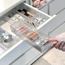 Axyaa Desk Drawer Organizer Set: Clear Plastic Storage Bins for Bathroom, Makeup, Kitchen